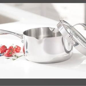 Princess House Tri Ply Stainless Steel 3 Qt. Straining Saucepan